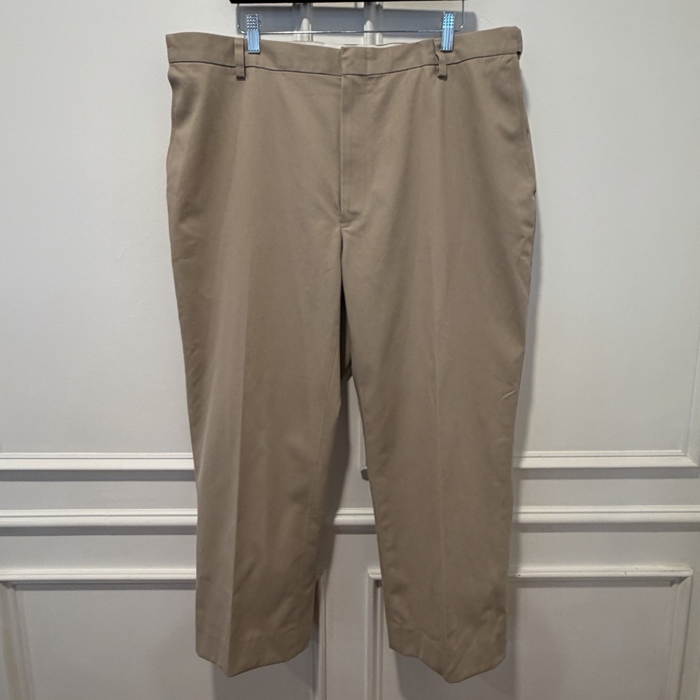 Orvis Men's Dress Pants Size 40 Khaki Tan 100% Cotton Flat Front